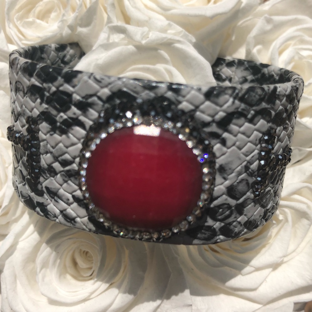 5 for $25  Faux snake skin cuff w/beautiful stone